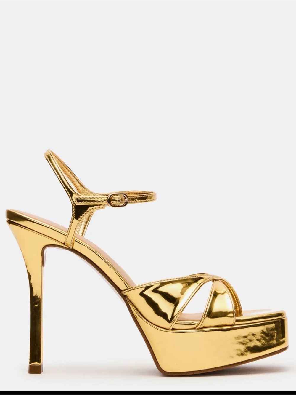 Steve Madden Metallic Gold Platform Ankle-Strap Sandal